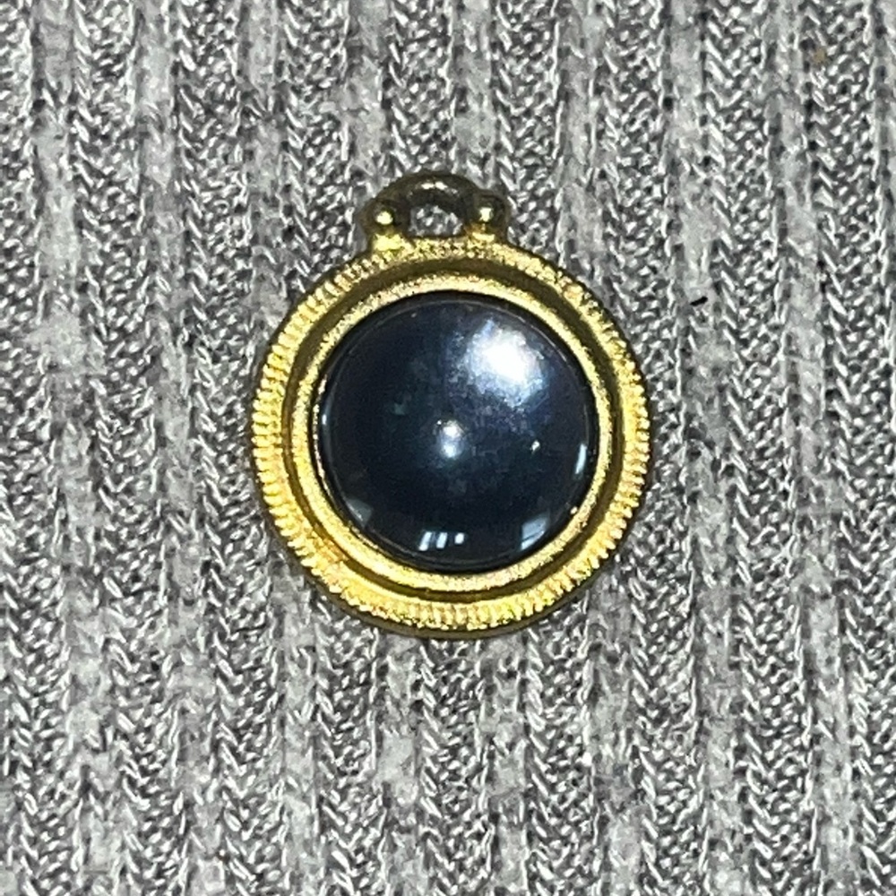 Vintage Maeve Carr signed gold tone light blue gemstone pendant/charm